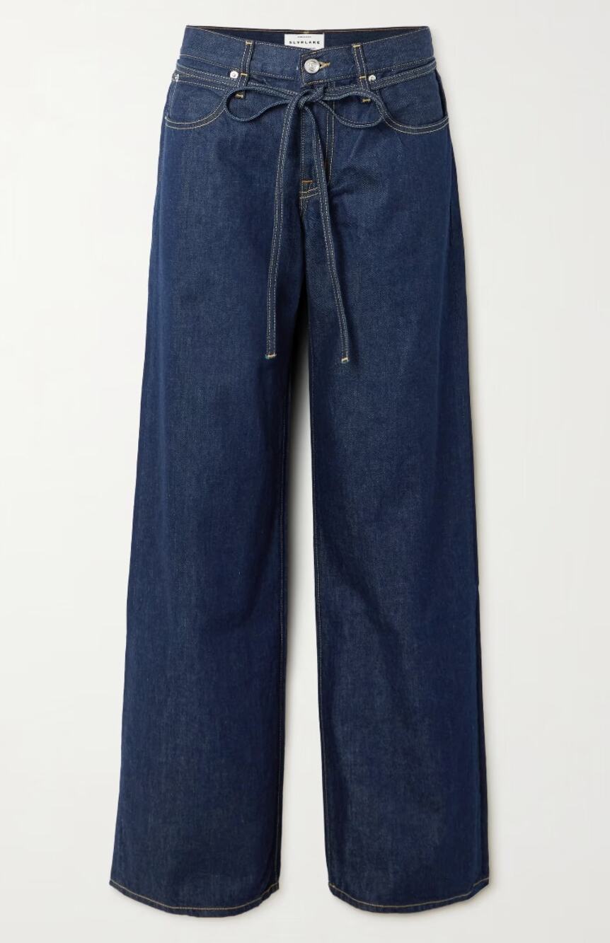 Slvrlake 32 Mica Mica Belted Low-Rise Wide-Leg Jeans In Mid Denim